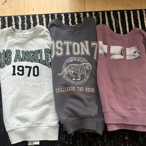 Zara Kids Sweatshirt Trio - Light Gray, Charcoal, Mauve